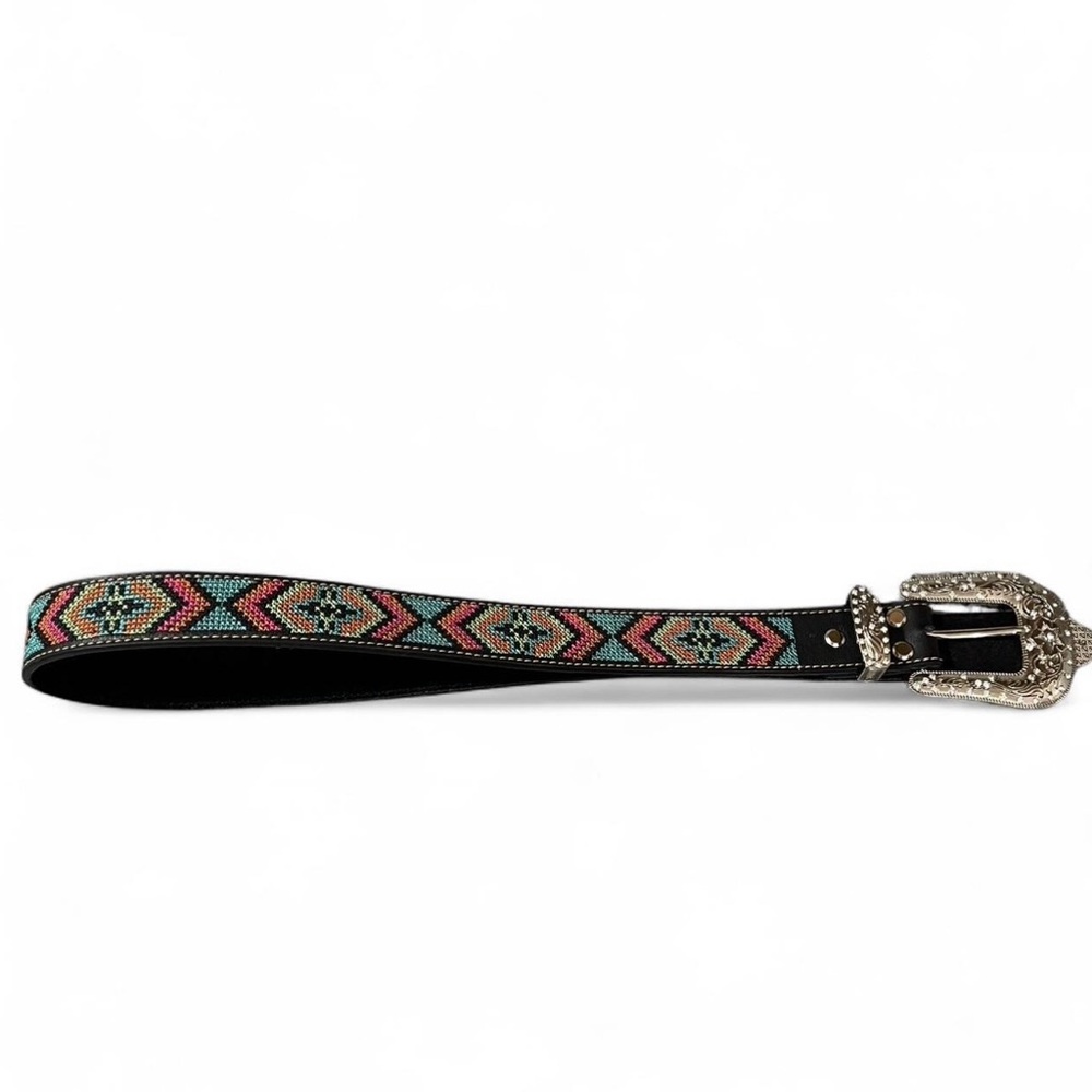 Nocona Western Aztec Embroidered Bling Buckle Belt Southwestern